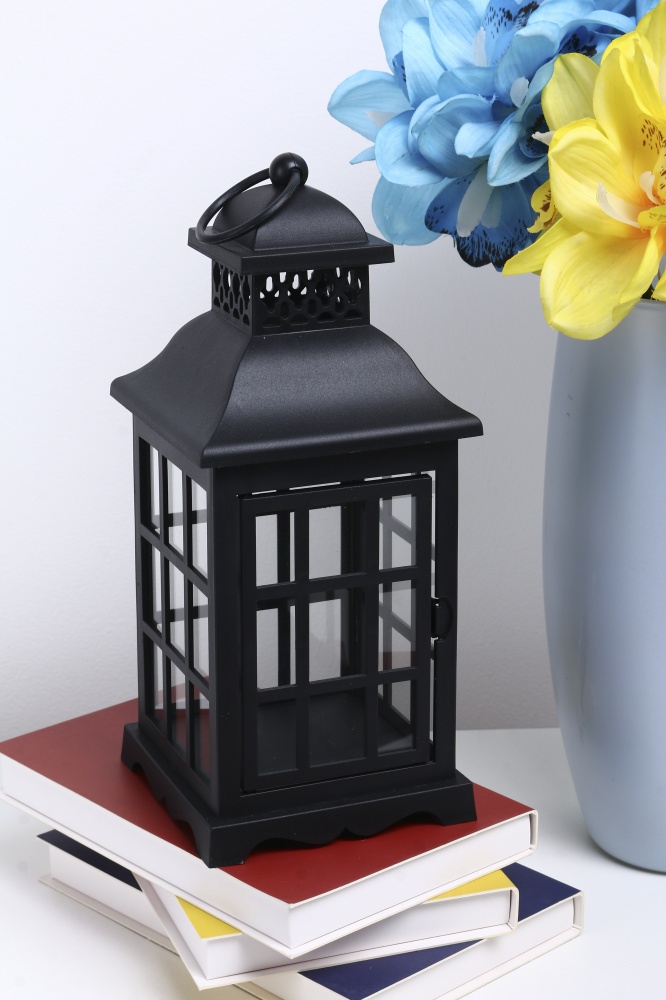 Подсвечник-фонарь пустой с сеткой 11х11х26 см черный Pako-If