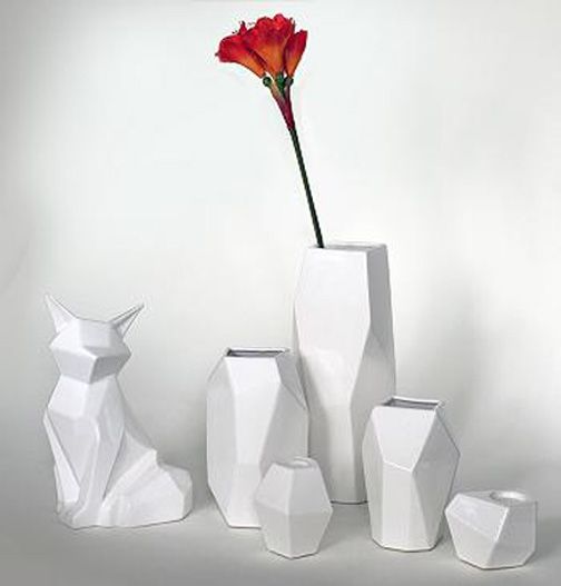 Ваза керамическая зеленая Полигональ 15x14x34 см Eterna