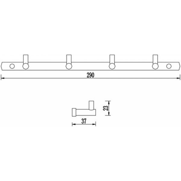 Планка з гачками Aqua Rodos Terra 8056-4