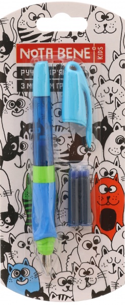 Ручка перова Nota Bene зі змінним чорнилом і м'яким грипом блакитний 