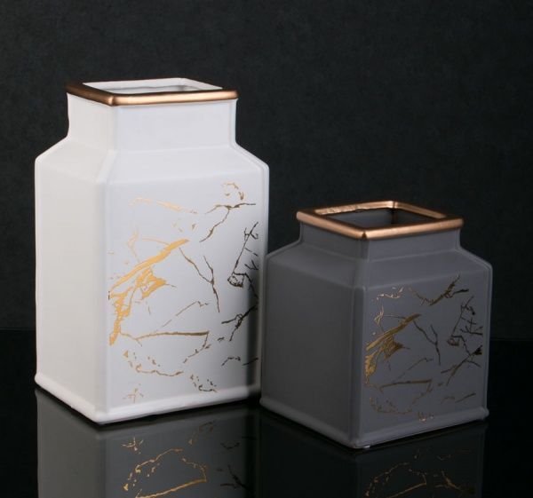 Ваза Marble 17х27 см белая