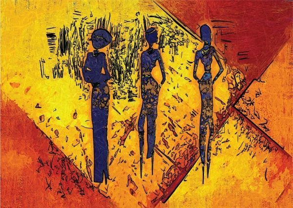 Декор настенный Три африканки 42x59,4 см разноцветный 