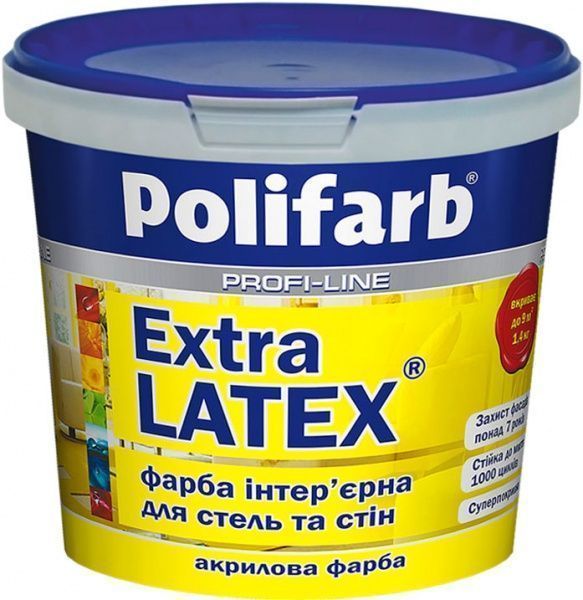 Фарба акрилова Polifarb ЕкстраЛатекс мат білий 4.2кг