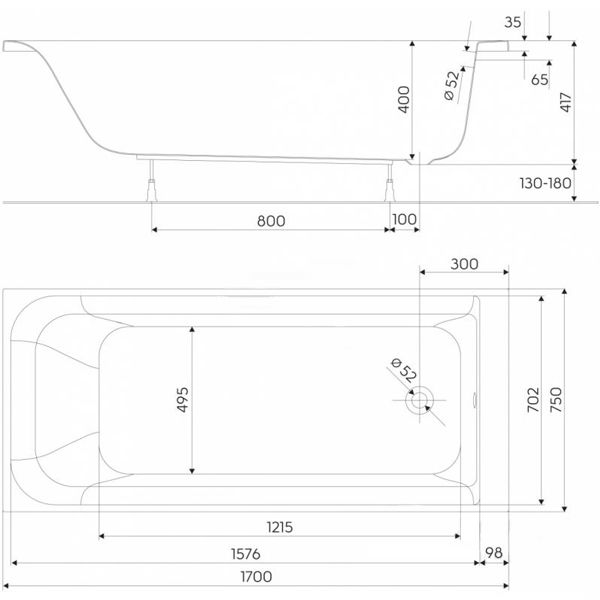 Ванна акриловая Kolo Rekord XWP3670000 170x75