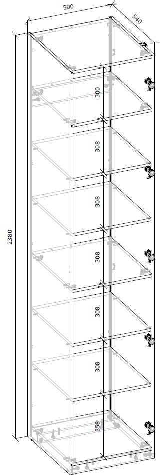 Шафа Грейд корпус тип №3 2380х500х540 мм кашемір /