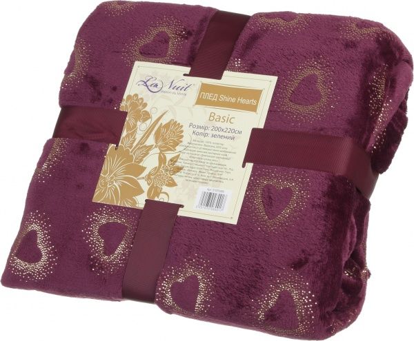 Плед Basic Shine Hearts 200x220 см Бордо La Nuit 