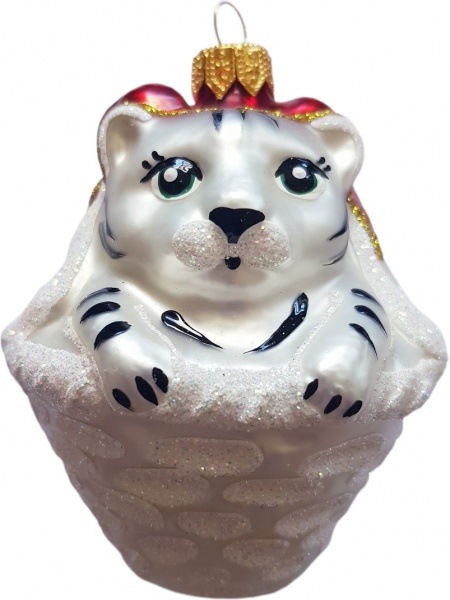 Подвеска Юріта Фигурка Тигр в корзине белый