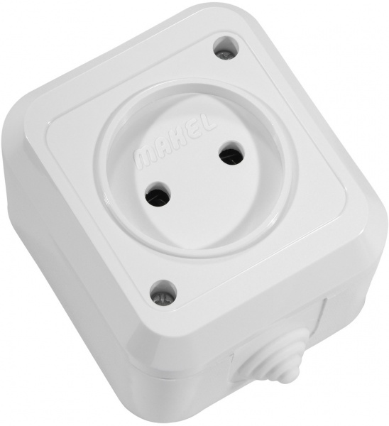 Розетка без заземлення Makel Nemliyer без шторок білий 18306