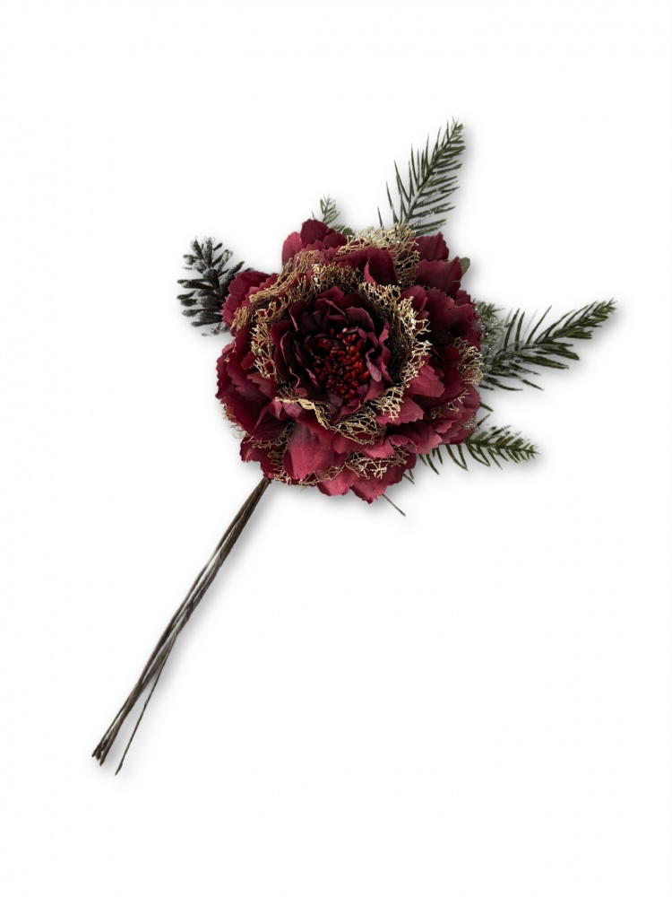 Квітка декоративна Піон з хвоєю і шишкою 4 асортименти d13 см