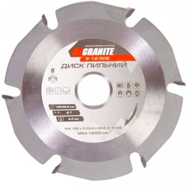 Пиляльний диск GRANITE 125x22,2 Z6 5-12-506