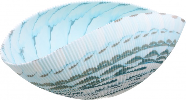 Фруктовница Yalos Murano SHELL 19 см слоновая кость с бирюзовыми нитями 