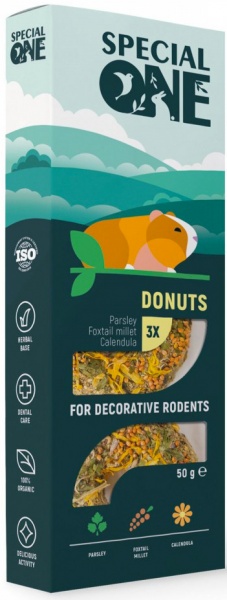 Корм SPECIAL ONE пончики «Петрушка, чумиза, календула» для декоративных грызунов 50 г PR242521