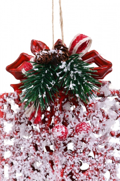 Декоративная подвеска Подарок 11 см белый с красным NY21066