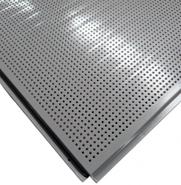 Плита підвісної стелі КЗС перф.д.1,8 мм Tegular сіра RAL 9006 600х600х10 мм 