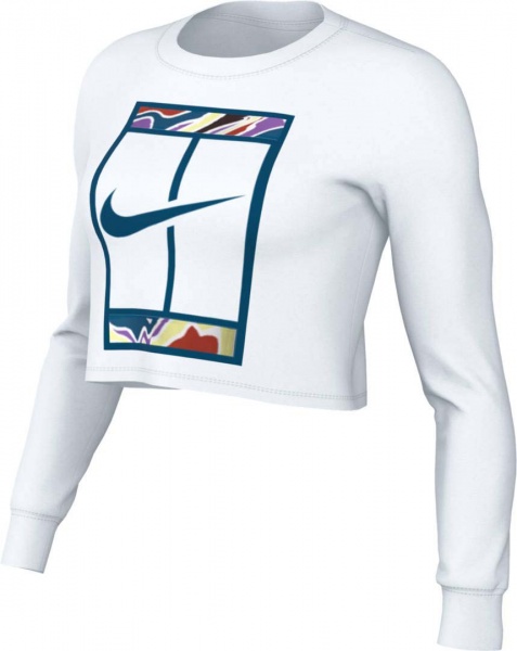 Футболка Nike W NKCT DF TEE LS SLAM CROP DZ3797-100 р.M белый