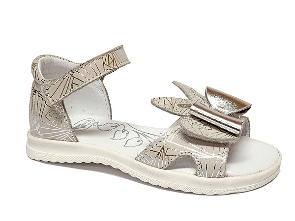 Босоножки для девочек RenBut на липучках с бантом р.26 серебряный 21-3364 