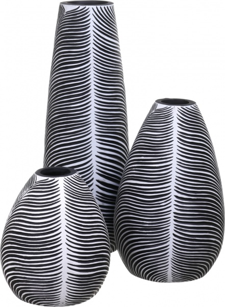 Ваза полігумова сіра із чорним Leaf Grey 17,5х17,5х20,5 см