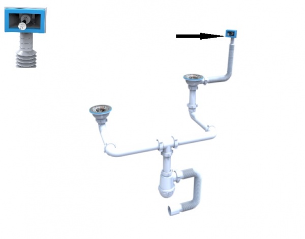 Сифон Water House Лотос-Мойка -BIG-DUPLEX- ЭКОНОМ МЕСТО 40х40/50 MDU-312-ES