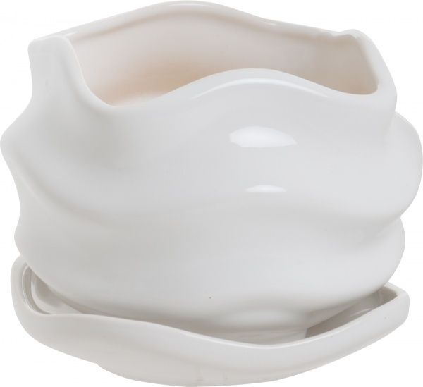 Горшок керамический Eterna молочный белый круглый 1,5л белый (PT 201-0,9 MW) 