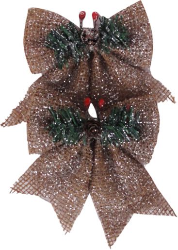 Набір новорічних декорацій Бант з мішковини 13х12 см 2 шт. SD15-789108 
