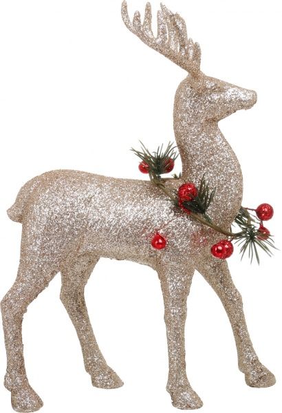 Декорация новогодняя Олень с ягодным веночком 33 см EPI-EY35656A