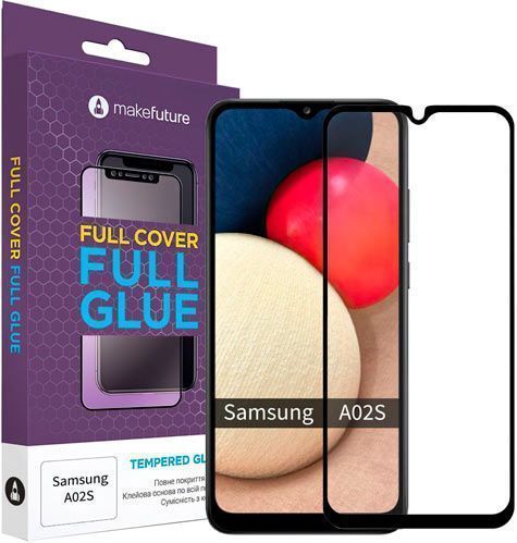 Защитное стекло MakeFuture Full Cover Full Glue для Samsung A02s (MGF-SA02S) 