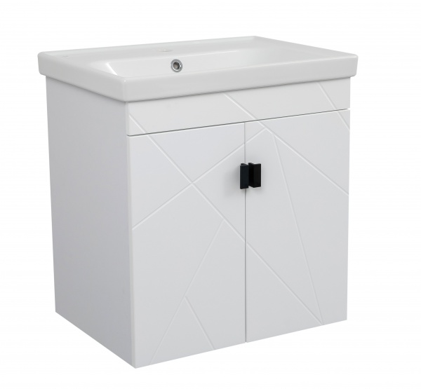 Тумба подвесная Aqua Rodos Мини 60 белая с умывальником Frame