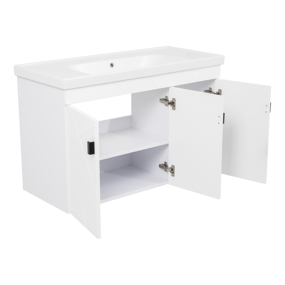 Тумба подвесная Aqua Rodos МИНИ с умывальником Frame 100 см белый