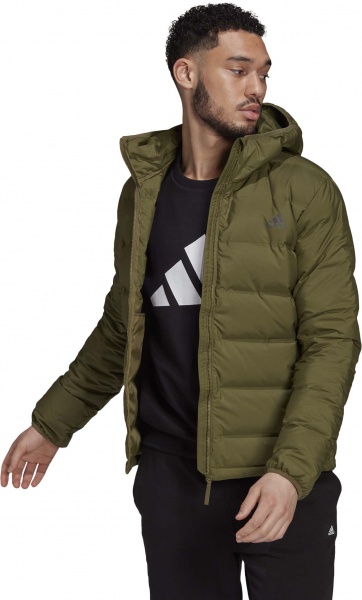 Пуховик Adidas Helionic Ho Jkt GU3954 р.S оливковый