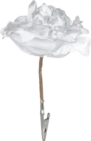 Квітка декоративна на кліпсі DH8055010 срібна 11х5х11 см