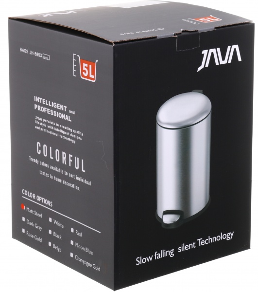 Ведро с педалью Java JH-8853 - 5L chrome SOFT CLOSE