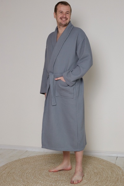 Халат вафельний Ideal 320 г/м.кв р. M глибокий сірий