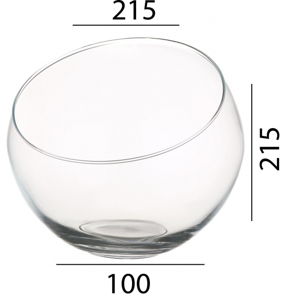 Ваза-акваріум зі скошеним краєм скляна d25 21,5 см прозора 