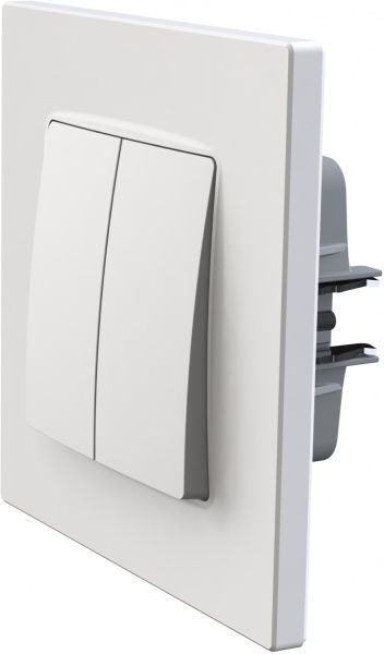 Выключатель двухклавишный Plank Electrotechnic Classic/Nordic без подсветки 10 А 250В белый PLK0121031