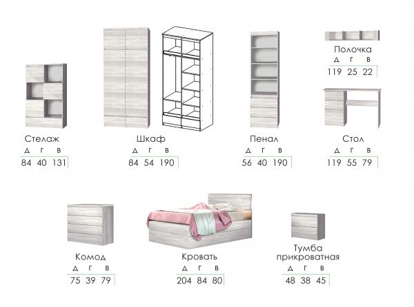 Шкаф МФ МОДЕРН Сириус 2Ш2 840х550х190 аляска 