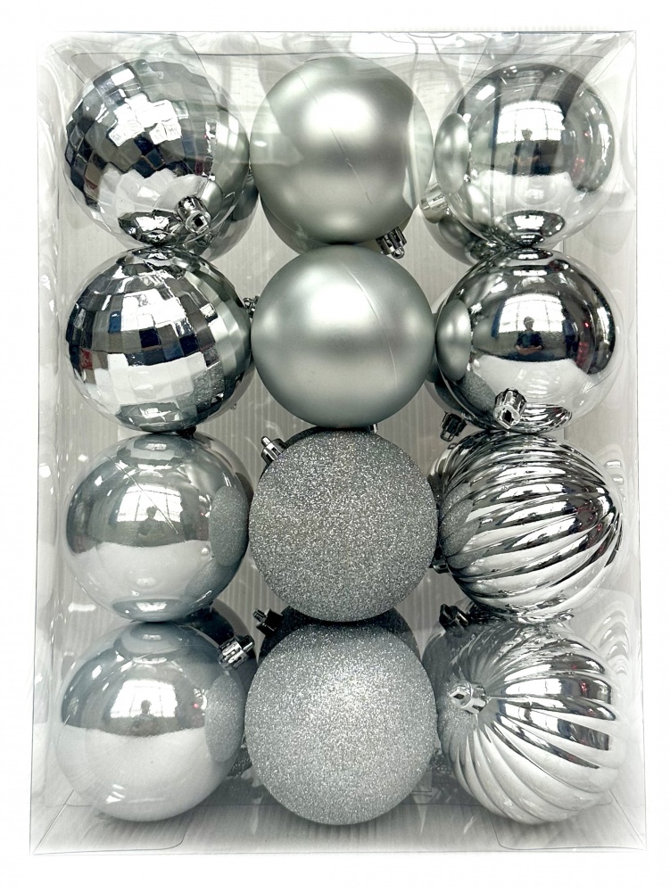 Набор елочных шаров Классика 241211-1 в ассортименте d 80 мм 24 шт./уп.