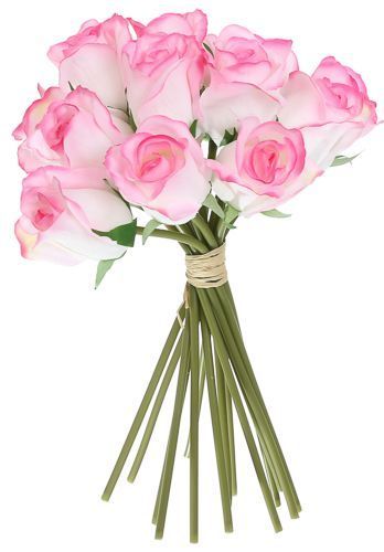 Рослина штучна Букет троянд 30 см біло-рожевий 15