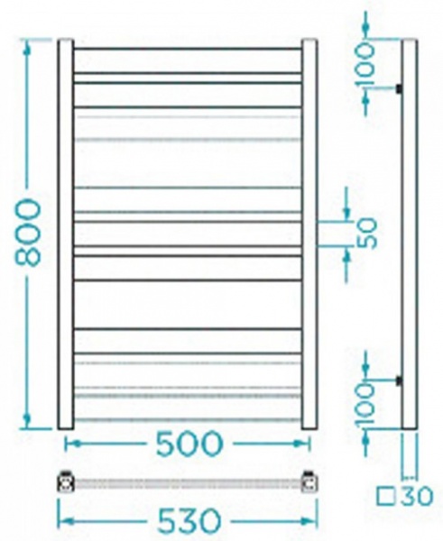 Рушникосушарка водяна Mario Санті 800х530/500