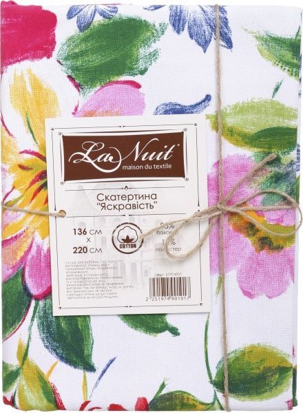 Скатерть Красочность 136x220 см белый с принтом La Nuit 