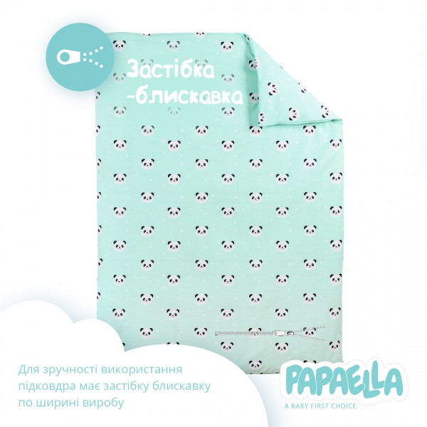 Комплект для детской кроватки IDEIA Ранфорс Панда мятный 4820227284856