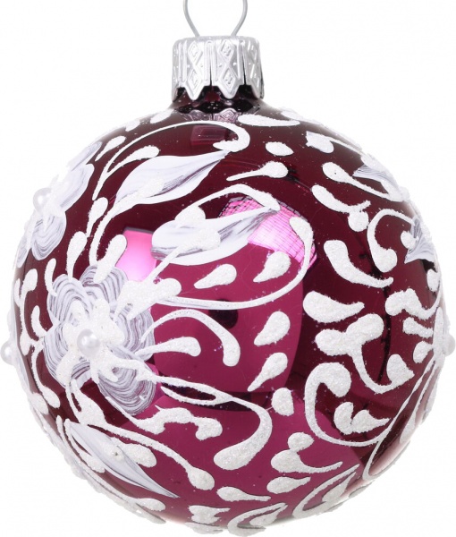 Шар новогодний цветочная серия d 60 мм в ассортименте 2200