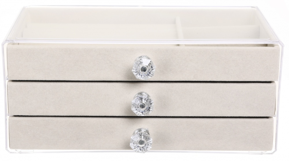 Шкатулка для украшений Velvet трьохрівнева 13.5х23.5х10.5 белая