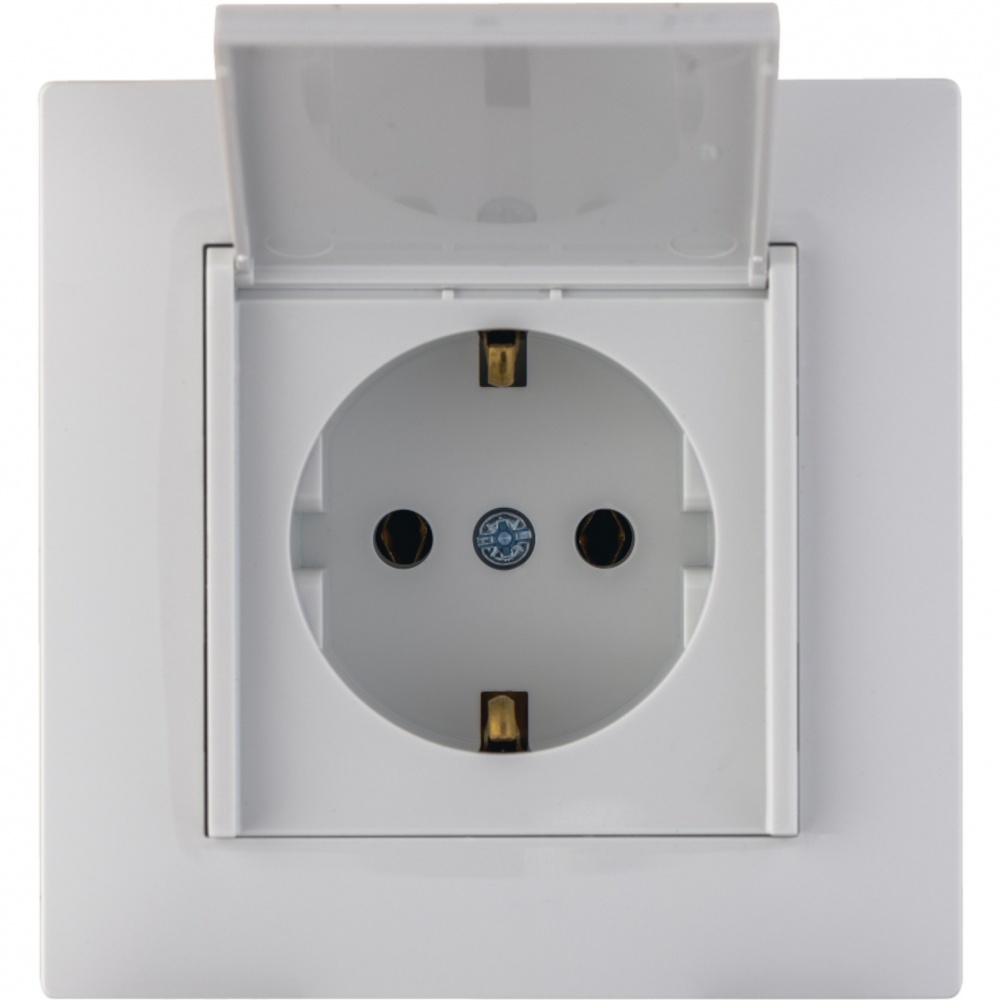 Розетка з кришкою із заземленням Makel Rizz IP20 білий 88001029