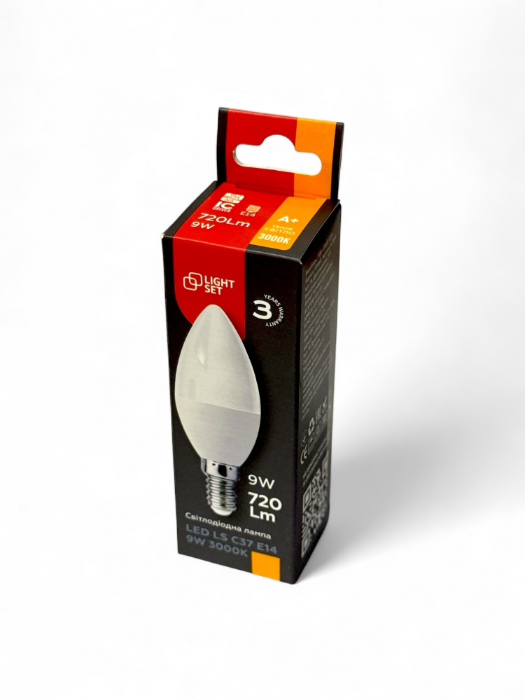 Лампа світлодіодна LIGHT SET LS 9 Вт C37 E14 220 В 3000 К
