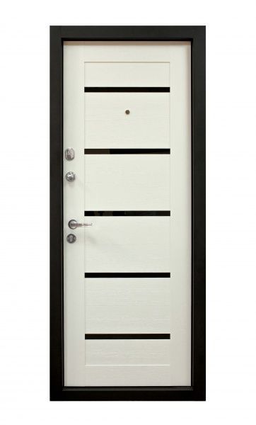 Дверь входная Министерство дверей ПК 180/161 венге горизонт темный / царга белая текстура 2050x960мм левая