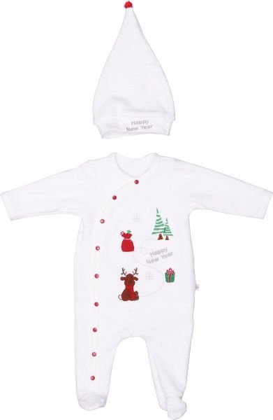 Комплект Фламинго ясельный праздничный белый с принтом р.62 378-903 