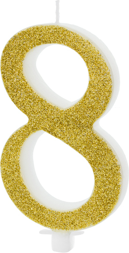 Свеча для торта Partydeco цифра 8 золотая 10 см (SCU4-8-019)