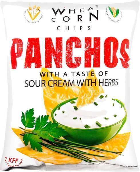 Чипси PANCHOS зі смаком сметани і зелені 82 г 