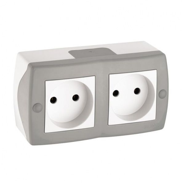 Розетка двойная без заземления Mono Octans без крышки серый 104-020006-121
