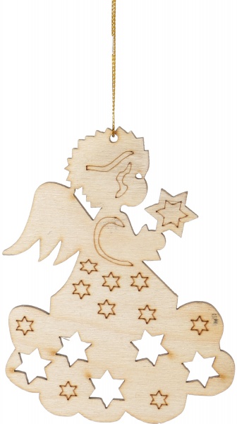 Подвеска деревянная Ангел со звездой 4825 11,5 см 